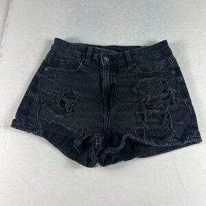 American Eagle Shorts Womens 26* Mom Black Faded Cut Off Distressed Denim Tag 00